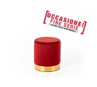 POUFF In Velluto con fascia dorata design Cilindrico Dimensioni 36x h40 cm colore Rosso rosso