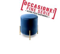 POUFF In Velluto con piedini dorati design Cilindrico Dimensioni 36x h41 cm piedini dorati colore Blu