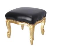 Pouff poggiapiedi sgabello basso foglia oro con rivestimento nero barocco