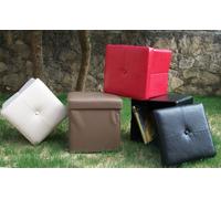 Pouff Pouf Seduta Contenitore Ecopelle Trapuntato 40X38X38 Marrone Italfrom