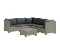 POUFGDR 6 pezzi Rattan Salon Set with Cushions Rattan Lounge | Rattan naturale durevole, comodi cuscini in schiuma, design modulabile, facile manutenzione, ideale per soggiorno giardino