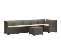 POUFGDR Divano da Giardino 6 Persone in Polipropilene Světle Šedá | Design moderno in rattan, resistente alle intemperie, facile da pulire, ideale per balconi e verande