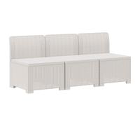 POUFGDR Divano da giardino a 3 posti, in polipropilene, colore: bianco | Design moderno in rattan, resistente alla pioggia e al sole, facile manutenzione, adatto per balconi e verande