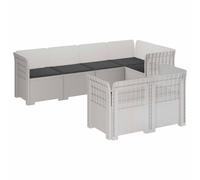 POUFGDR Divano da giardino a 7 posti Poly Rattan con cuscini resistenti ai | Design in polipropilene, resistente alla pioggia e al sole, ideale balcone veranda, manutenzione semplice con panno morbido