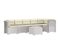 POUFGDR Divano da giardino in polipropilene rattan per 6 persone con | Design moderno, resistente alle intemperie, facile manutenzione, adatto balconi e verande, comfort ottimale