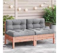 POUFGDR Divano Da Giardino Senza Braccioli 2 Pz Legno Douglas | Massiccio Douglas Wood, Cuscini Imbottiti, Design A Doghe, Modulare, Carico Max 110 Kg Per Sedile