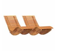 POUFGDR Lettino 2 pezzi in legno massiccio acacia marrone schienale | Design basculante, colore marrone naturale, uso esterno, facile manutenzione, legno robusto