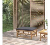 POUFGDR Poggiapiedi da giardino in bambù con cuscino grigio scuro | Modulare E Mobile, Cuscino Imbottito Confortevole, Materiale Naturale Durevole, Per Soggiorno Esterno