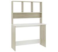 POUFGDR Scrivania con ripiani Bianco Quercia Sonoma 110x45x157 cm | Design verticale salvaspazio, cartone di qualità, contenitore per cartelle e attrezzature