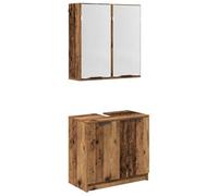 POUFGDR Set di mobili da bagno 2 pezzi in legno di ingegneria | Mobile specchio assortito,ripiani integrati,porte a cerniere,vanità moderna,legno di ingegneria durevole