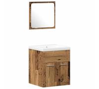 POUFGDR Set di mobili da bagno 3 pezzi in legno antico | Legno di ingegneria,porte a filo,maniglie in metallo,installazione a parete,risparmio di spazio,facile manutenzione