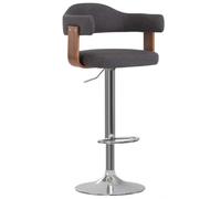 POUFGDR Sgabello Bar 2 Pezzi Grigio Scuro Legno Curvo e Tessile | Girevole a 360°, altezza regolabile, capacità 110 kg, poggiapiedi integrato, design senza tempo