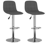 POUFGDR Sgabello Bar 2 Pezzi Grigio Scuro Tessuto con Pivot 360 e Altezza | Base in acciaio cromato robusto, poggiapiedi integrato, sollevamento gas fluido, tessuto morbido al tatto