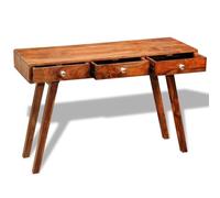 POUFGDR Tavolo consolle con 3 cassetti 76 cm in legno massello | Credenza vintage, armadio console, comodino, legno duro tropicale, palissandro, legno di rosa, fatto a mano, gambe in legno