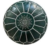 Poufs&Pillows Pouf Artigianale in Vera Pelle - Fatto A Mano - Venduto Imbottito - Cuscini Da Pavimento, Ottomano (Verde)