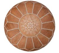 Poufs&Pillows Pouf Artigianale in Vera Pelle - Fatto A Mano - Venduto Imbottito - Cuscini Da Pavimento, ottomano (Naturale)