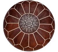 Poufs&Pillows Pouf Artigianale in Vera Pelle - Fatto A Mano - Venduto Imbottito - Cuscini Da Pavimento, Ottomano (Honey marrone)