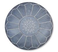 Poufs&Pillows Pouf Artigianale in Vera Pelle - Fatto A Mano - Venduto Imbottito - Cuscini Da Pavimento, ottomano (Grigio)