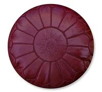 Poufs&Pillows Pouf Artigianale Marocchino in Vera Pelle - Fatto A Mano - Venduto Imbottito - Cuscini Da Pavimento, ottomano (Bordò)