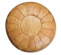 Poufs&Pillows Pouf Artigianale Premium in Vera Pelle - Fatto A Mano - Venduto Imbottito - Cuscini Da Pavimento, ottomano (Naturale)