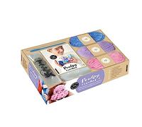 Poulpy crochet: Coffret avec 1 crochet de 4mm, 1 aiguille à laine, 3 pelotes de fil chenille, 6 yeux kawaii de 12 mm, Ouate de rembourrage, 1 livre et 3 porte-clés