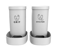 Poultry Grit Feeder - 2-Piece Chicken Oyster Shell Dispenser, Spill-Resistant Feeding Box with Hanging Option, Farm Feeder for Chickens Ducks Turkeys Bunnies Cats Outdoor Wall Fence