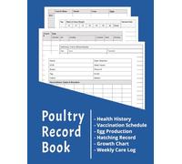 Poultry Record Book: Health History, Vaccination Schedule, Egg Production, Hatching Record Keeping, Growth Chart, Weekly Care Log Book