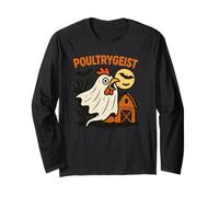 Poultrygeist Funny Chicken Ghost Halloween Pun Design Maglia a Manica