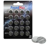 PoundMax LR1130 - Batterie alcaline a bottone, 1,5 V, confezione da 20