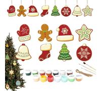 Poupangke Kit da colorare per decorazioni natalizie, ciondolo a forma di pan di fatto a mano, forniture per feste di Natale, compleanno, azione di grazia per auto, aula dormitorio appartamento