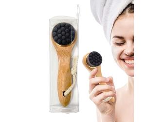 pour peau sèche - à poils naturels avec manche en bois et à sec avec massage esfoliant doux | Outil esfoliante corporel pour le nez, la mâchoire, le cou, les joues, pour hommes et femmes, routine qu