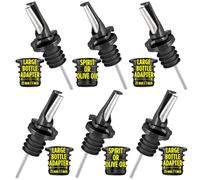 Poura Versatore in metallo - Tappo per liquori in gomma naturale senza BPA - Versata precisa - Adatto a qualsiasi bottiglia - Nero - Confezione da 6 unità