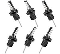 Poura Versatore rapido per alcolici - Versatore per vino con ClickSeal in gomma naturale senza BPA - Adatto alla maggior parte delle bottiglie - Nero - Confezione da 6