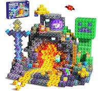 Pourbibi Blocchi da costruzione magnetici, 150 pezzi, set di costruzioni magnetiche, set di costruzioni magnetiche per bambini dai 3 ai 9 anni, facile da riporre, ideale per Natale