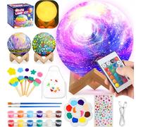 Pourbibi Kit Lampada Luna 3D Set Pittura Giocattolo Bambini, Lavoretti Creativi per Bambini 6 7 8 9 10 11 Anni, Giochi per Bambini, Luce Notturna per Pittura 3D, Regalo Bambina 6 7 8 9 10 11 12 Anni