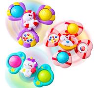Pourbibi Spinner per bambini - gioco seggiolone ventosa, giochi bagnetto neonato, spinner bambini, giocattolo da bagno e viaggio, sensoriale 1-3 anni, regalo compleanno.