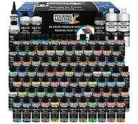 Pouring Masters - Set di 84 colori acrilici pronti da versare con olio di silicone e lucentezza media, bottiglie premiscelate ad alto flusso da 56,7 g, tutti i colori metallici e solidi per tela,