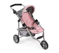 Bayer Chic 2000-61215 - Passeggino per bambole Lola, Passeggino da jogging, Passeggino per bambole, Passeggino per bambole, Melange grigio-rosa, 50 cm, 70 x 33 x 62 cm