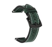 Pouszy Cinturino in vera pelle da 18/20/2 2/24 mm, larghezza standard, adatto per l'ufficio e il tempo libero,Verde-Nero,24 mm