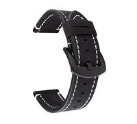 Pouszy Cinturino in vera pelle da 18/20/2 2/24 mm, larghezza standard, adatto per l'ufficio e il tempo libero,Nero-nero,18 mm