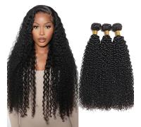 Poutpoutm Curly Wave Bundles Human Hair Tessitura Capelli Veri Extensions Capelli Umani Estensioni 3 Bundles 100g/pcs Double Weft #1B Natural Black for Woman 22 24 26 Inch