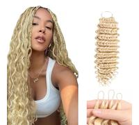 Poutpoutm Deep Wave Human Hair Crochet Bundles Pre-Separated Feather Crochet Human Hair Lightweight Reusable Extension per capelli umani 60 g 40 pezzi #613 bionda per donna 26 pollici