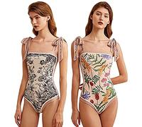 Povanjer Costume intero da bagno da donna | Lega la spalla che toglie i costumi da bagno - Costumi da bagno monopezzo vintage reversibili costumi da bagno da donna