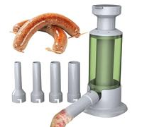 Povanjer Macchina per riempire salsicce | Macchina per salsicce domestiche facile e veloce, riempitrice verticale per salsicce di carne con 4 tubi di ripieno per uso alimentare, macchina da cucina per
