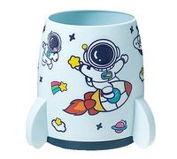 Povanjer Portapenne | Scatola Porta pennelli Trucco,Rocket Ship Cup ad Alta capacità a Forma di Razzo con Adesivo Astronauta per Desktop Studentesco