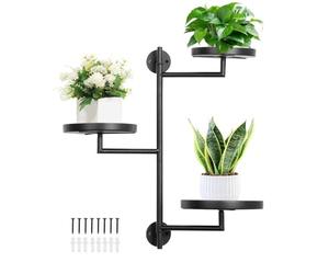 Povanjer Scaffale per piante rotante a parete, scaffale per piante rotante a 3 livelli - Supporto per piante rotante a 3 livelli interamente in metallo per finestra | Le piante amanti del sole si
