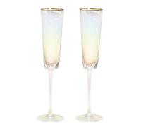 Povanjer Set di 2 bicchieri da champagne in vetro, bicchieri da champagne, fantasia cerchiati in oro, 150 ml, set di 2 bicchieri da champagne, per matrimoni, matrimoni, matrimoni, matrimoni