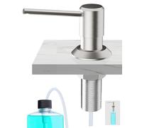 Poveta Dispenser Sapone Cucina Rame, Dosatore Sapone da Incasso per Lavello | Dispenser Detersivo con Bottiglia da 300 Ml e Tubo da 1,2 M, Dispenser con dado in metallo, Riempimento dall'Alto, Spazzolato