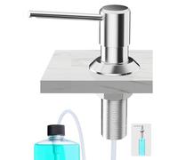 Poveta Dispenser Sapone Cucina Rame, Dosatore Sapone da Incasso per Lavello | Dispenser Detersivo con Bottiglia da 300 Ml e Tubo da 1,2 M, Dispenser con dado in metallo, Riempimento dall'Alto, Cromato
