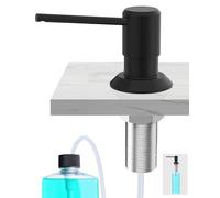 Poveta Dispenser Sapone Cucina Rame, Dosatore Sapone da Incasso per Lavello | Dispenser Detersivo con Bottiglia da 300 Ml e Tubo da 1,2 M, Dispenser con dado in metallo, Riempimento dall'Alto, Nero